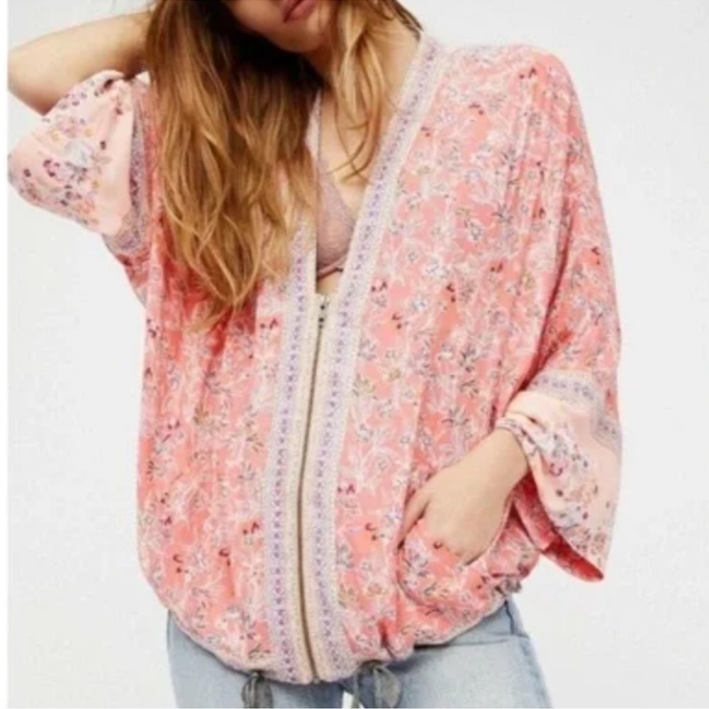 Free People 100% Polyester Light Jacket Floral Print - Picture 2 of 8